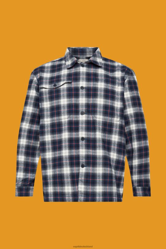 Männer Esprit Petrolblau Oversize-Hemd aus reiner Baumwolle mit Karomuster Hemden 0BN00838