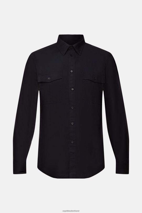 Männer Esprit Schwarz Utility-Shirt, 100 % Baumwolle Hemden 0BN00571