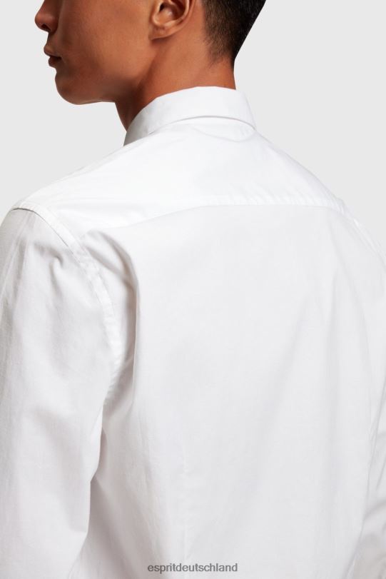 Männer Esprit Weiß Slim-Fit-Hemd aus Popeline mit Delfin-Abzeichen Hemden 0BN00802