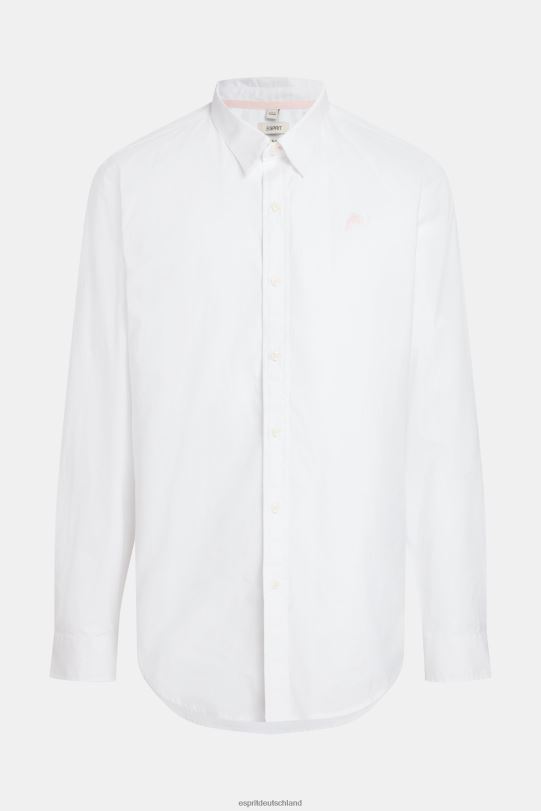 Männer Esprit Weiß Slim-Fit-Hemd aus Popeline mit Delfin-Abzeichen Hemden 0BN00802