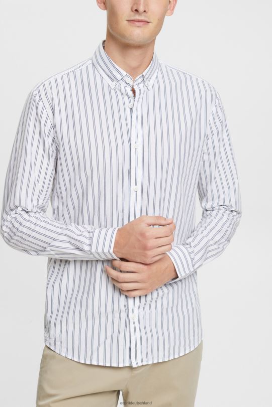 Männer Esprit Weiß gestreiftes Button-Down-Shirt Hemden 0BN00884