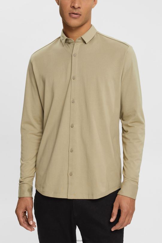Männer Esprit blasses Khaki Jersey-Shirt Hemden 0BN00888