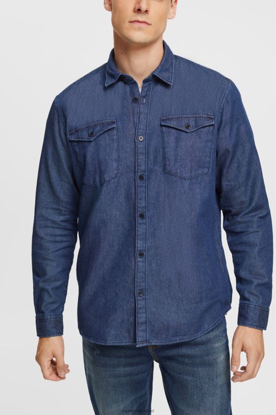 Männer Esprit blaue dunkle Waschung Jeanshemd Hemden 0BN00835
