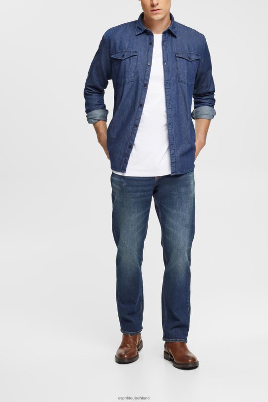 Männer Esprit blaue dunkle Waschung Jeanshemd Hemden 0BN00835