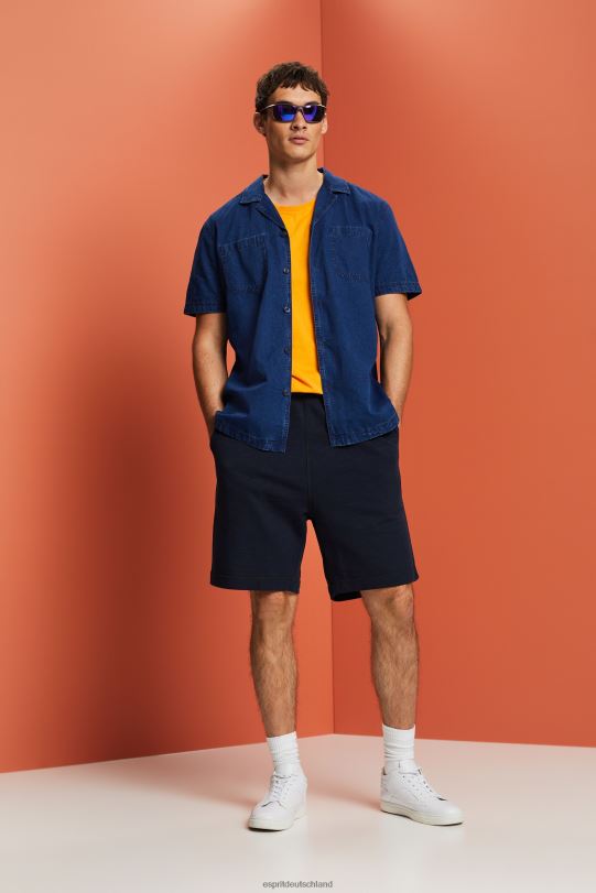 Männer Esprit blaue dunkle Waschung Kurzarm-Jeanshemd Hemden 0BN00595