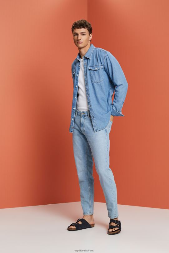 Männer Esprit blaue helle Waschung Baumwoll-Jeanshemd Hemden 0BN00732