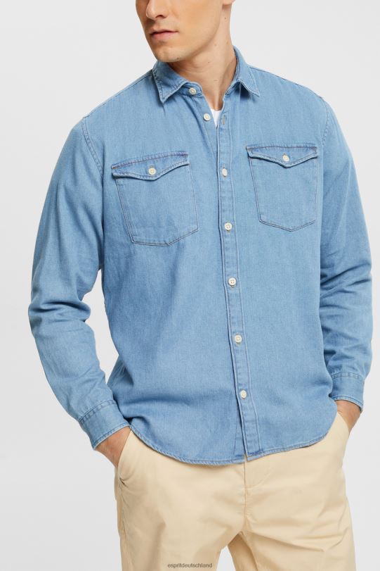 Männer Esprit blaue helle Waschung Jeanshemd Hemden 0BN00834