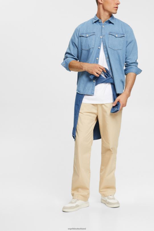 Männer Esprit blaue helle Waschung Jeanshemd Hemden 0BN00834