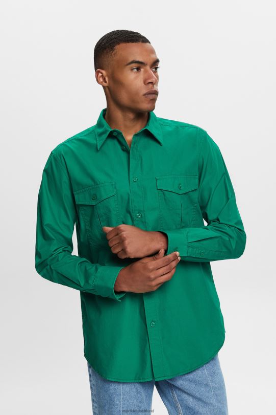 Männer Esprit dunkelgrün Utility-Shirt, 100 % Baumwolle Hemden 0BN00572