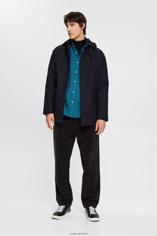 Männer Esprit dunkles Türkis Baumwollhemd mit Knopfleiste Hemden 0BN00813