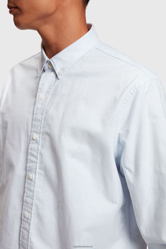 Männer Esprit hellblau Lässig geschnittenes Oxford-Hemd mit Allover-Print Hemden 0BN00795