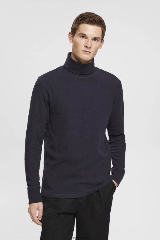 Männer Esprit Marine Langärmliges Oberteil aus Waffelpiqué, 100 % Baumwolle lange Ärmel 0BN00695