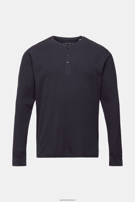 Männer Esprit Marine Langärmliges Oberteil aus Waffelpiqué, 100 % Baumwolle lange Ärmel 0BN00822