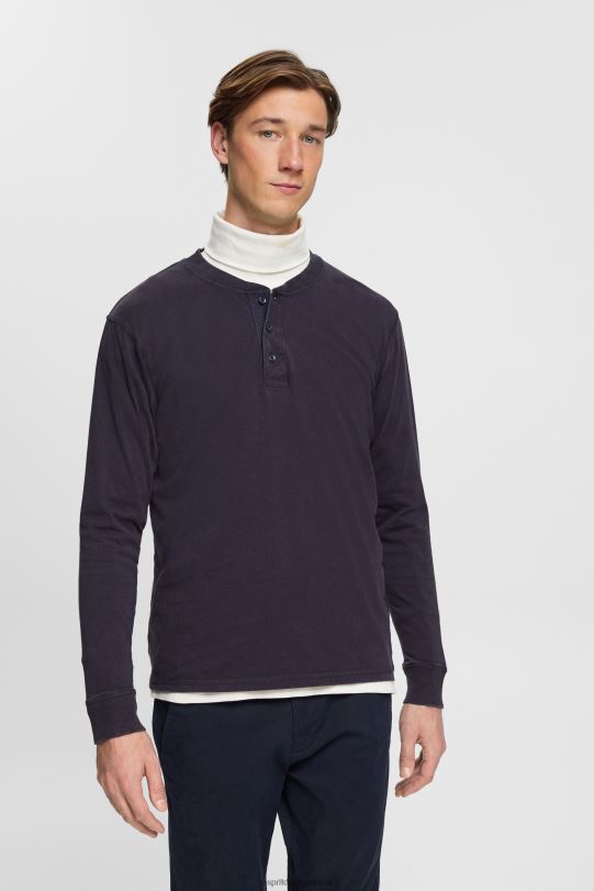 Männer Esprit Marine Langarmshirt mit Knöpfen lange Ärmel 0BN00772