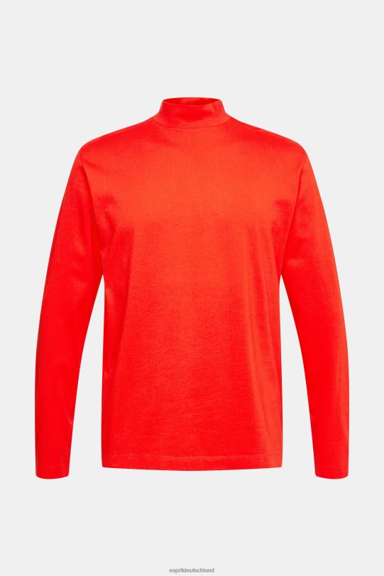 Männer Esprit Rot Langarmshirt mit Stehkragen lange Ärmel 0BN00944