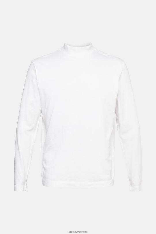 Männer Esprit Weiß Langarmshirt mit Stehkragen lange Ärmel 0BN00943