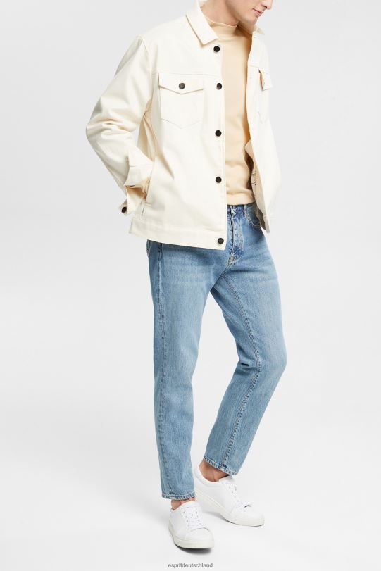 Männer Esprit cremebeige Langarmshirt mit Stehkragen lange Ärmel 0BN00945