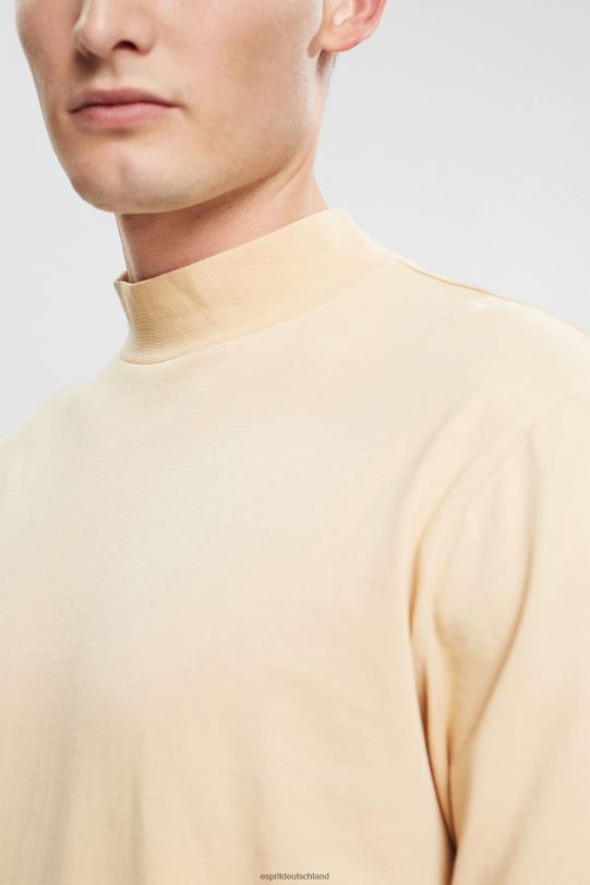 Männer Esprit cremebeige Langarmshirt mit Stehkragen lange Ärmel 0BN00945