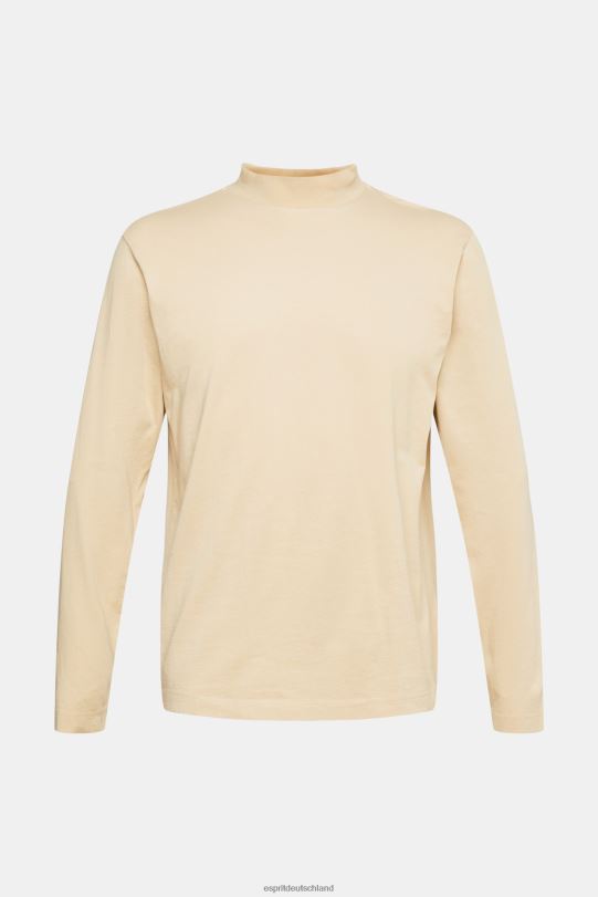 Männer Esprit cremebeige Langarmshirt mit Stehkragen lange Ärmel 0BN00945