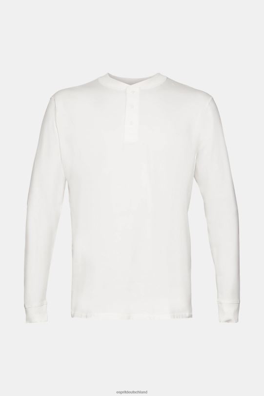 Männer Esprit cremefarben Langarmshirt mit Knöpfen lange Ärmel 0BN00771