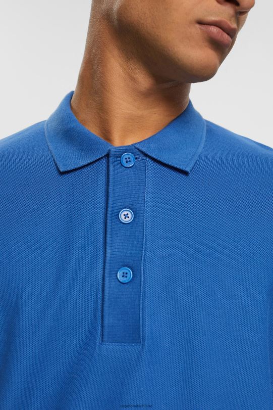 Männer Esprit Blau Langärmliges Piqué-Poloshirt Polos 0BN00952