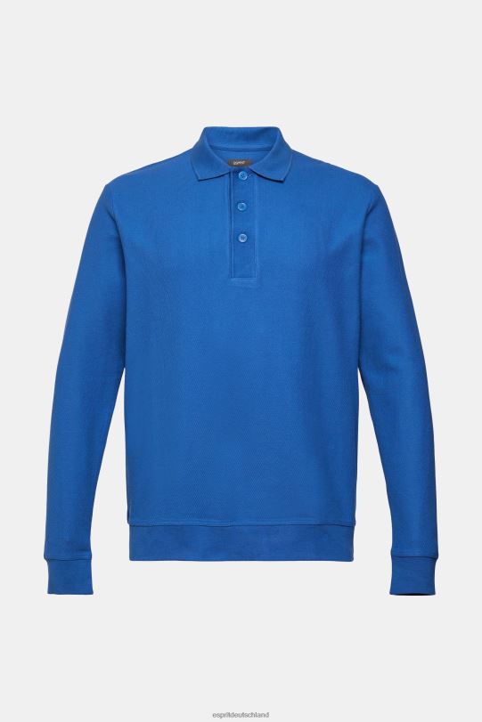 Männer Esprit Blau Langärmliges Piqué-Poloshirt Polos 0BN00952