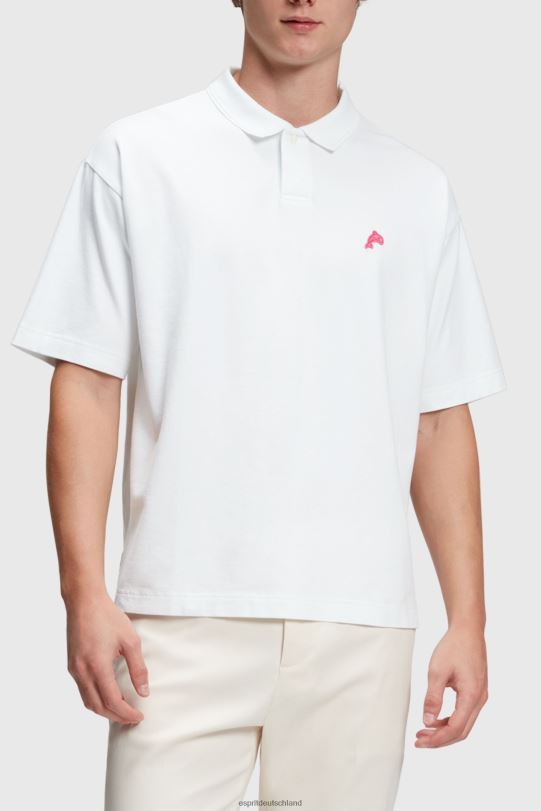 Männer Esprit Weiß Dolphin Tennis Club entspanntes Polo Polos 0BN00877