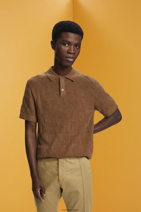 Männer Esprit blasses Khaki Bouclé-Poloshirt Polos 0BN00702