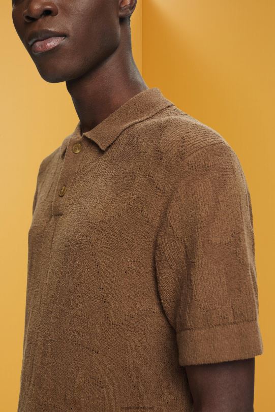 Männer Esprit blasses Khaki Bouclé-Poloshirt Polos 0BN00702