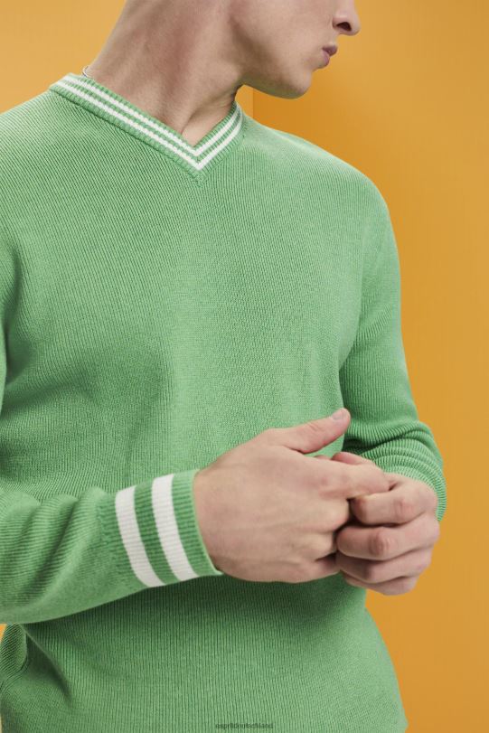 Männer Esprit Grün Pullover aus nachhaltiger Baumwolle mit V-Ausschnitt Pullover 0BN00726