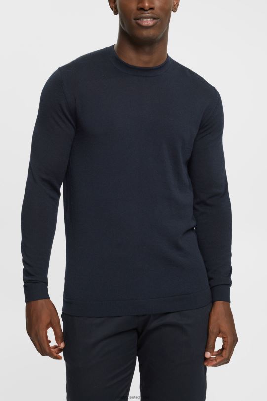 Männer Esprit Schwarz gestrickter Wollpullover Pullover 0BN00903