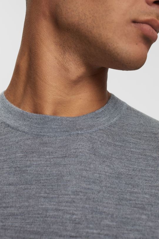 Männer Esprit grau gestrickter Wollpullover Pullover 0BN00907