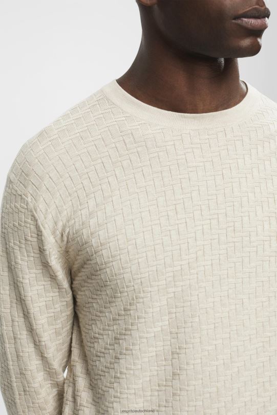 Männer Esprit helles Taupe Strukturierter Pullover mit Rundhalsausschnitt Pullover 0BN00718