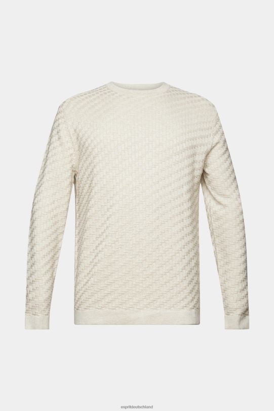 Männer Esprit helles Taupe Strukturierter Pullover mit Rundhalsausschnitt Pullover 0BN00718