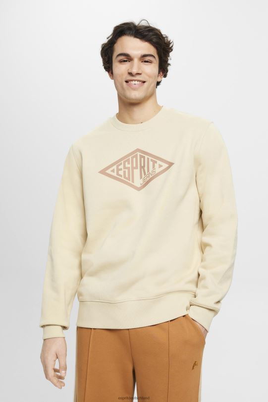 Männer Esprit Beige Sweatshirt mit Logo-Print Sweatshirts und Kapuzenpullover 0BN00655