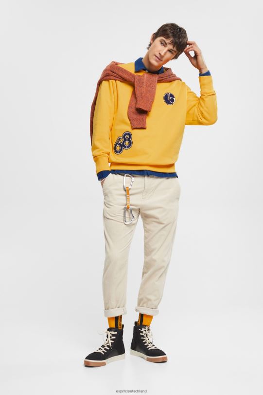 Männer Esprit Gelb Sweatshirt mit College-Patch Sweatshirts und Kapuzenpullover 0BN00810