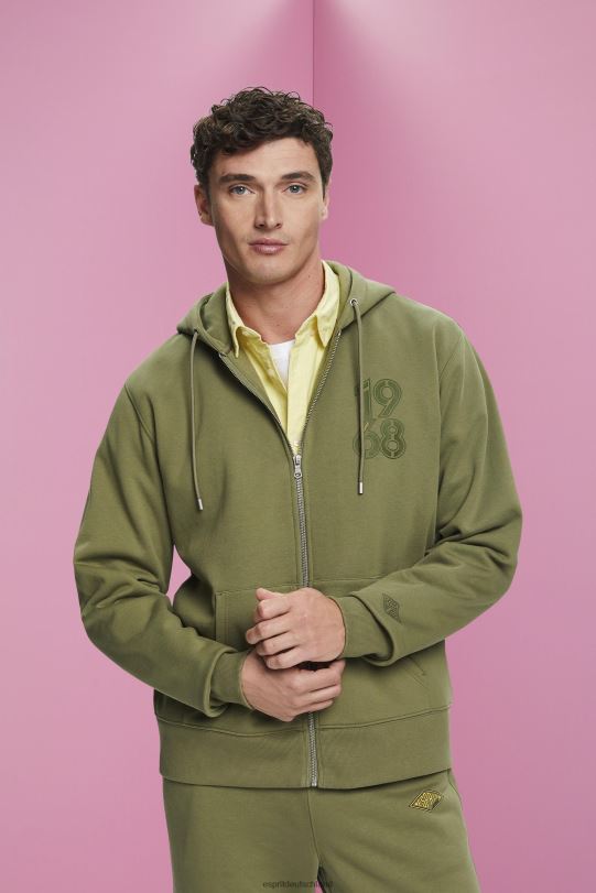 Männer Esprit Olive Kapuzenpullover mit durchgehendem Reißverschluss Sweatshirts und Kapuzenpullover 0BN00636