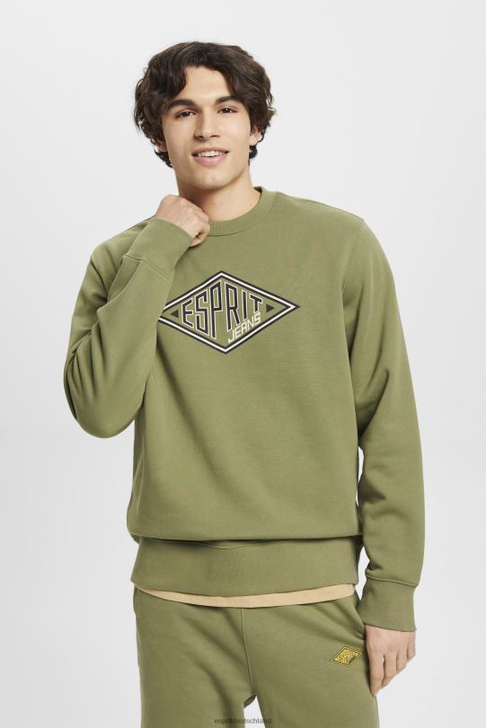 Männer Esprit Olive Sweatshirt mit Logo-Print Sweatshirts und Kapuzenpullover 0BN00656