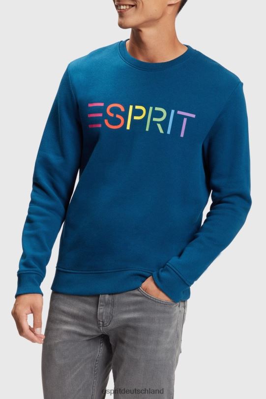 Männer Esprit Petrolblau Sweatshirt mit Logo-Print Sweatshirts und Kapuzenpullover 0BN00869