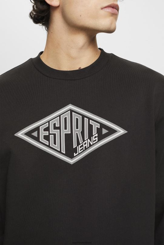 Männer Esprit Schwarz Sweatshirt mit Logo-Print Sweatshirts und Kapuzenpullover 0BN00653