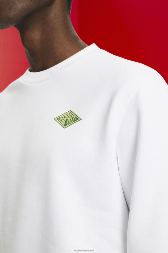 Männer Esprit Weiß Sweatshirt mit Logo-Print auf der Rückseite Sweatshirts und Kapuzenpullover 0BN00644