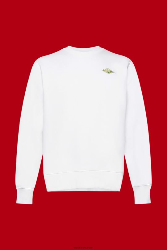 Männer Esprit Weiß Sweatshirt mit Logo-Print auf der Rückseite Sweatshirts und Kapuzenpullover 0BN00644