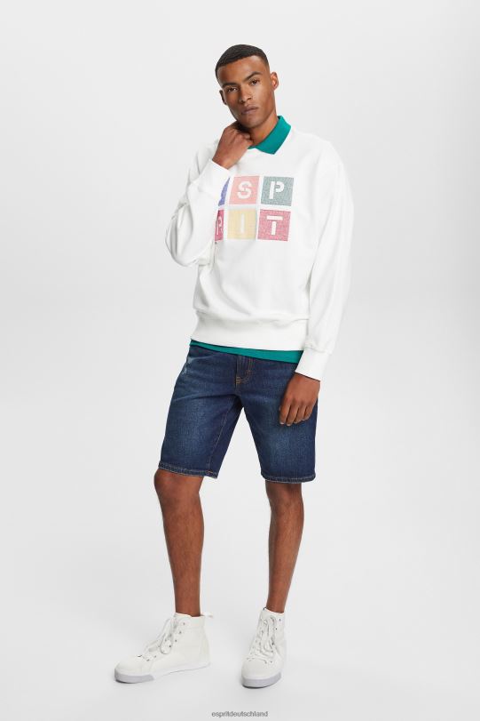 Männer Esprit cremefarben Logo-Sweatshirt, 100 % Bio-Baumwolle Sweatshirts und Kapuzenpullover 0BN00580