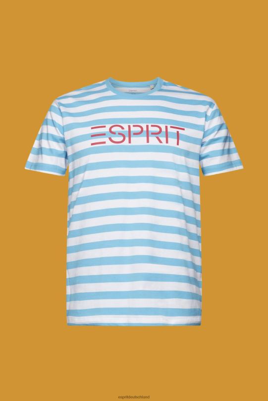 Männer Esprit Blau Gestreiftes T-Shirt aus nachhaltiger Baumwolle T-Shirts 0BN00743