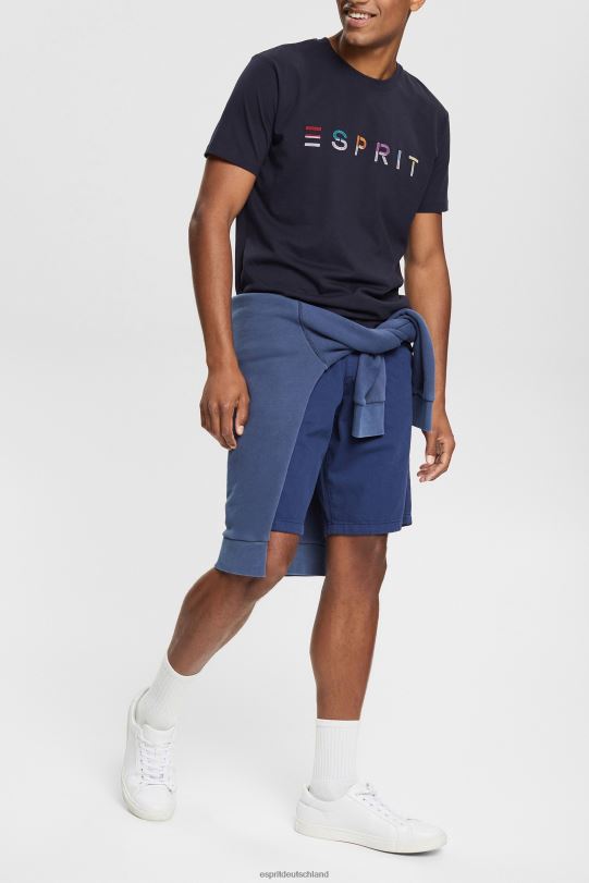 Männer Esprit Marine Jersey-T-Shirt mit gesticktem Logo T-Shirts 0BN00917
