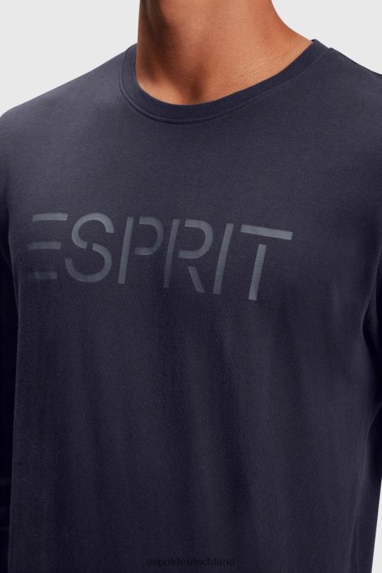 Männer Esprit Marine T-Shirt aus Jersey mit Logo-Print T-Shirts 0BN00866