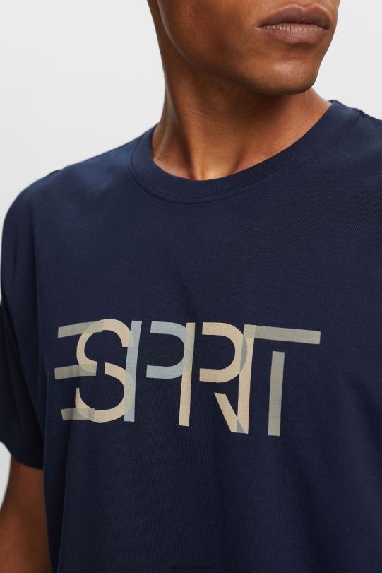 Männer Esprit Marine T-Shirt mit Frontprint, 100 % Baumwolle T-Shirts 0BN00740