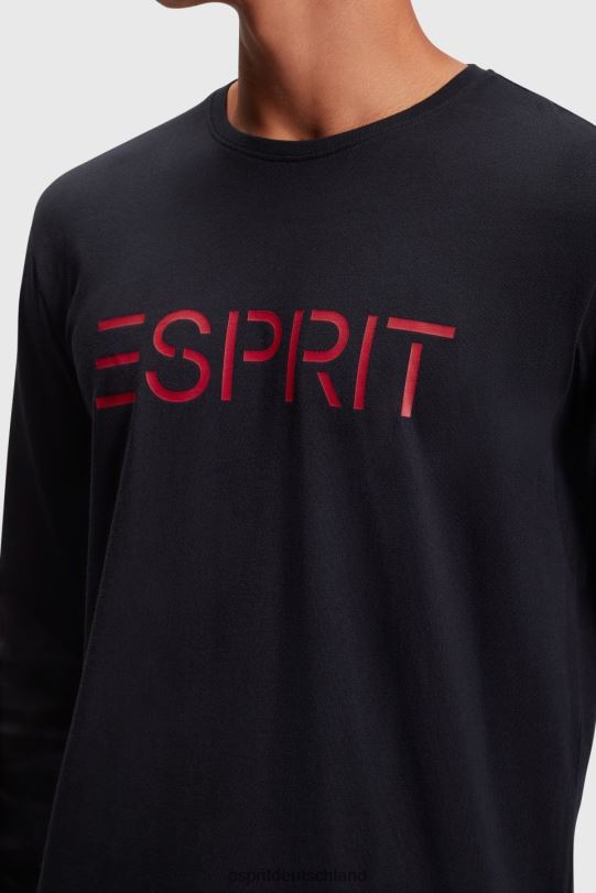 Männer Esprit Schwarz T-Shirt aus Jersey mit Logo-Print T-Shirts 0BN00862