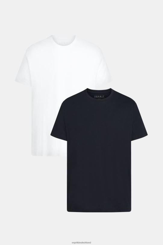 Männer Esprit Schwarz-Weiss Baumwoll-T-Shirts mit Rundhalsausschnitt im Zweierpack T-Shirts 0BN00857