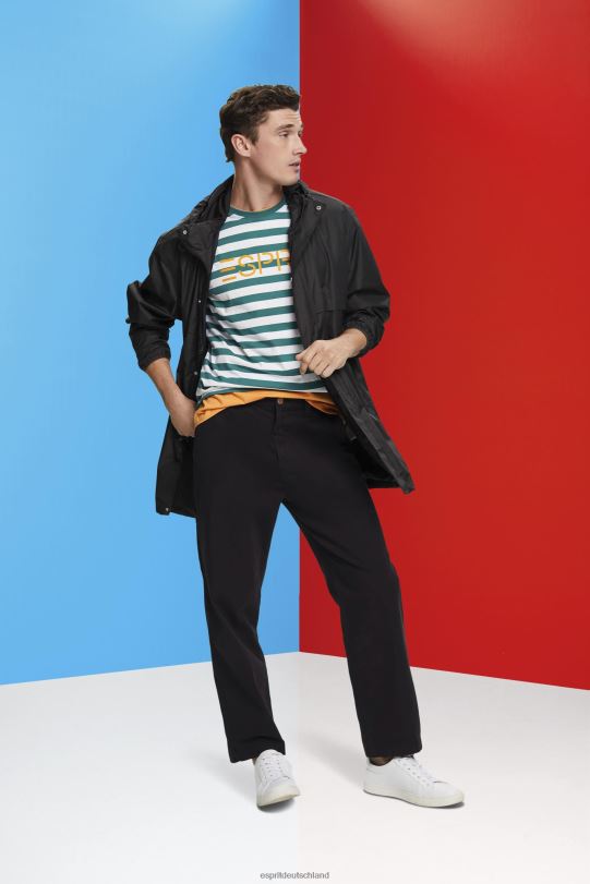 Männer Esprit Smaragdgrün Gestreiftes T-Shirt aus nachhaltiger Baumwolle T-Shirts 0BN00741